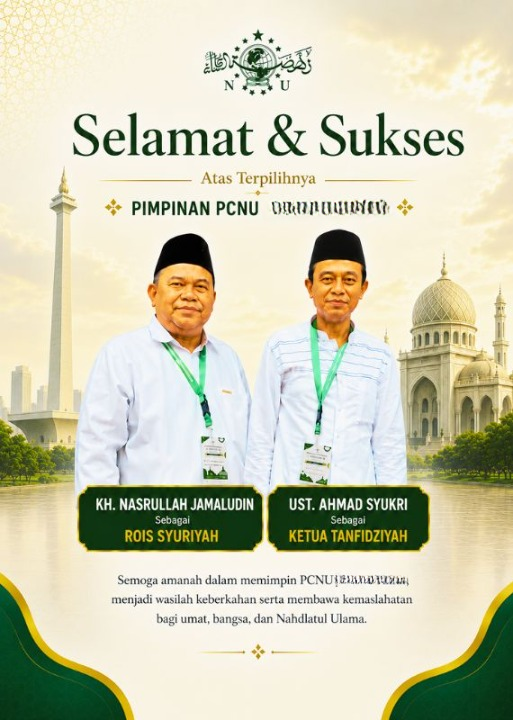 PCNU  Pengurus Cabang Kabupaten Semarang Rois Syuriyah KH Nasrullah Jamaludin dan Ketua Tanfidziyah Ust Ahmad Syukri
